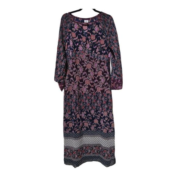 CABI Purple Blue Retro Flower Festive Maxi Dress #3675 - Size Medium - Picture 1 of 11